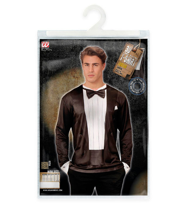 Longsleeve mit Smokings-Design in Fotosublimation bedruckt für Fasnacht und Karneval