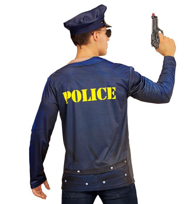 Langärmliges Polizisten-Longsleeve mit detailreichem Polizeimotiv in Fotosublimation