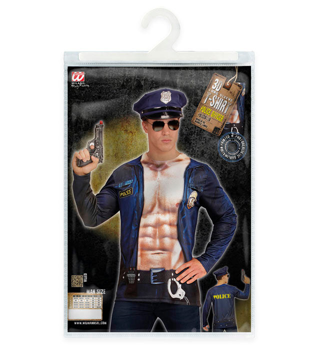Langärmliges Polizisten-Longsleeve mit detailreichem Polizeimotiv in Fotosublimation