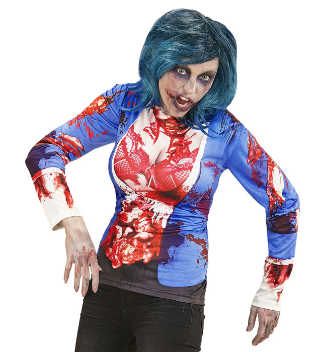 ZOMBIE Longsleeve mit gruseligem Zombie-Design für Halloween und Fasnacht