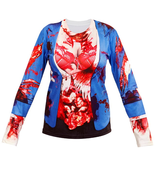 ZOMBIE Longsleeve mit gruseligem Zombie-Design für Halloween und Fasnacht