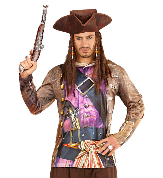Piraten Longsleeve mit detailreichem Motiv für Fasnacht und Mottopartys
