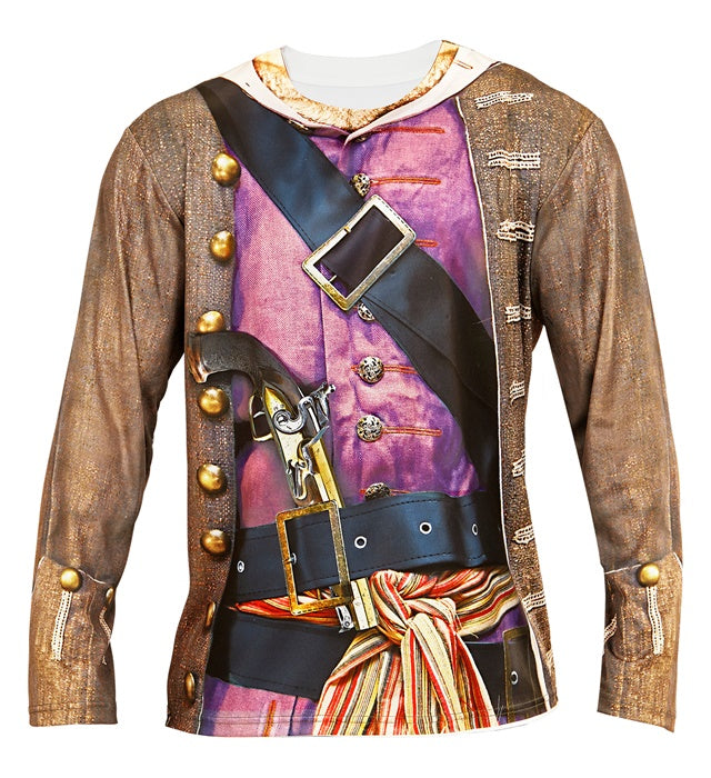 Piraten Longsleeve mit detailreichem Motiv für Fasnacht und Mottopartys