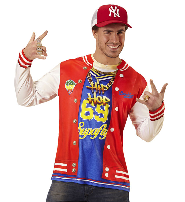 Hip Hopper Longsleeve mit buntem Fotosublimationsdruck für Fasnacht und Mottoparty