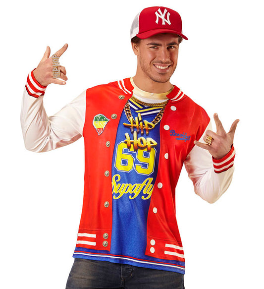 Hip Hopper Longsleeve mit buntem Fotosublimationsdruck für Fasnacht und Mottoparty