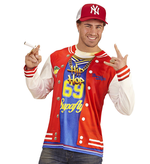 Hip Hopper Longsleeve mit buntem Fotosublimationsdruck für Fasnacht und Mottoparty