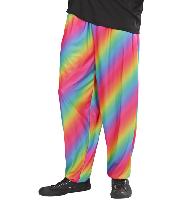 Bunte 80er Jahre Regenbogen-Hose für Fasnacht und Mottoparty