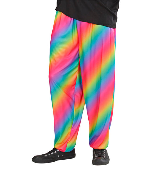 Bunte 80er Jahre Regenbogen-Hose für Fasnacht und Mottoparty