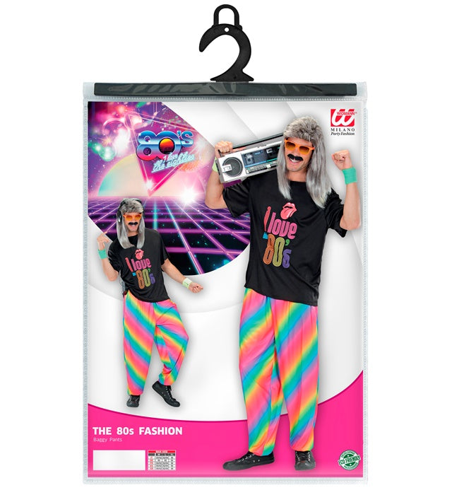 Bunte 80er Jahre Regenbogen-Hose für Fasnacht und Mottoparty