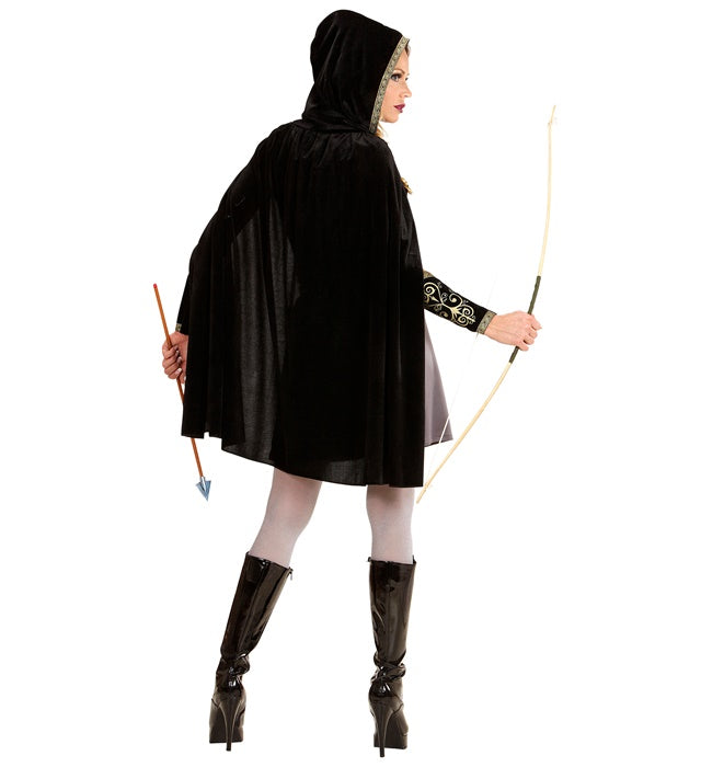 Bogenschützin Kostüm mit Umhang und Gürtel für Fasnacht und Karneval