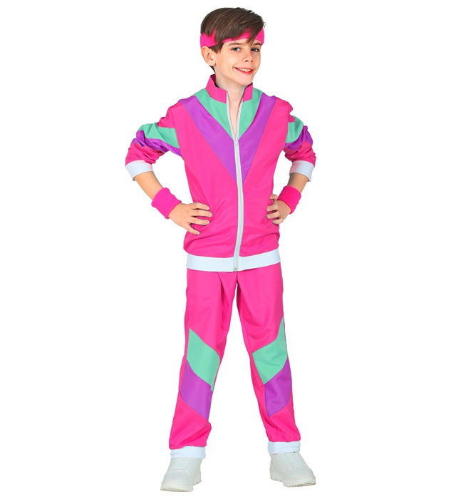 80er Jahre Trainingsanzug bestehend aus Oberteil und Hose in bunten Farben für Fasnacht