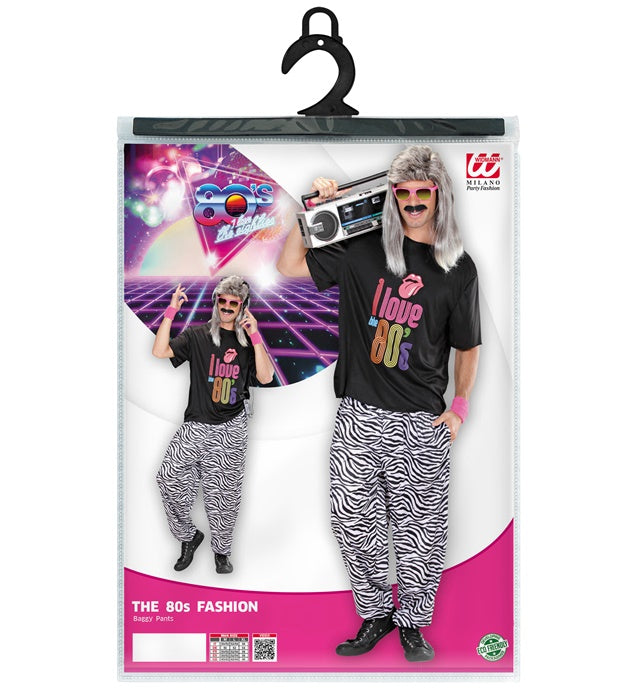 80er Jahre Hose mit Zebra-Muster für Fasnacht und Karneval