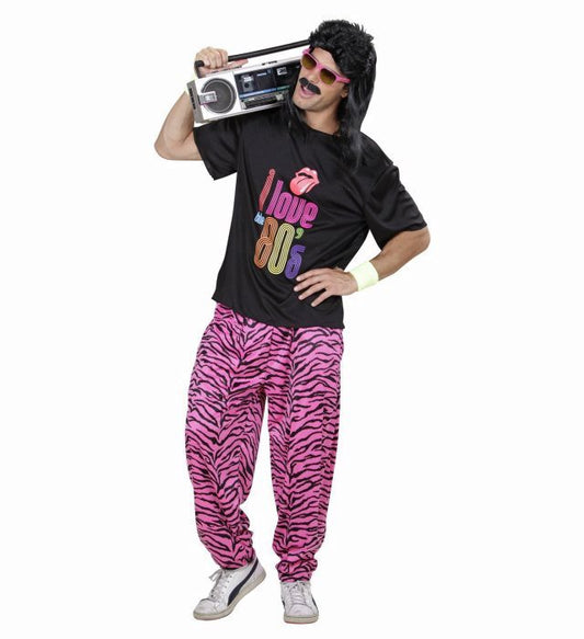 80er Jahre Fashion Kostüm bestehend aus T-Shirt und weiter Hose im Retro-Stil