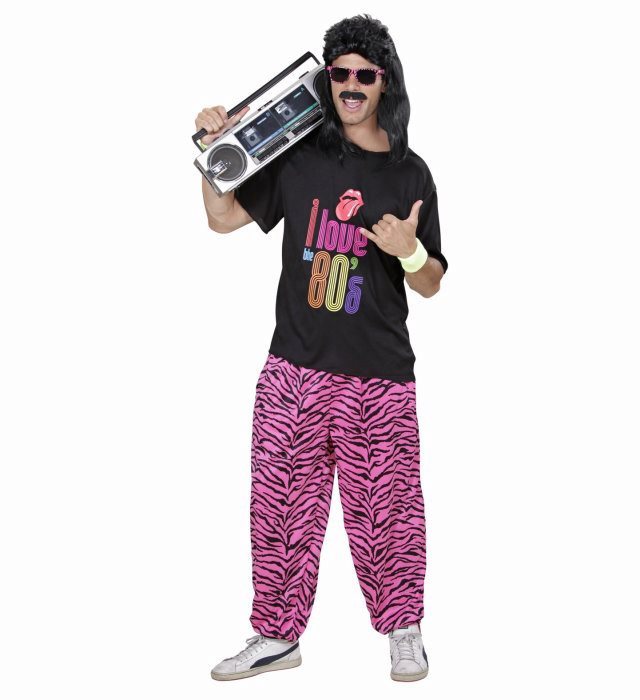 80er Jahre Fashion Kostüm bestehend aus T-Shirt und weiter Hose im Retro-Stil