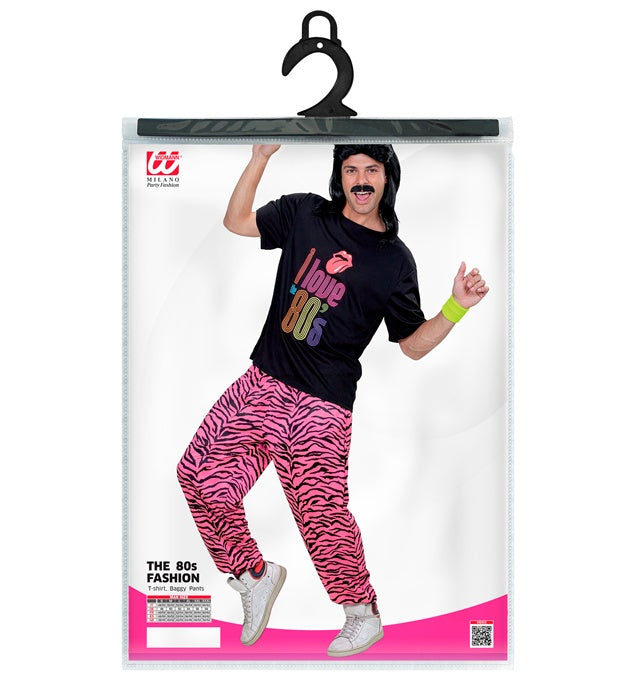 80er Jahre Fashion Kostüm bestehend aus T-Shirt und weiter Hose im Retro-Stil