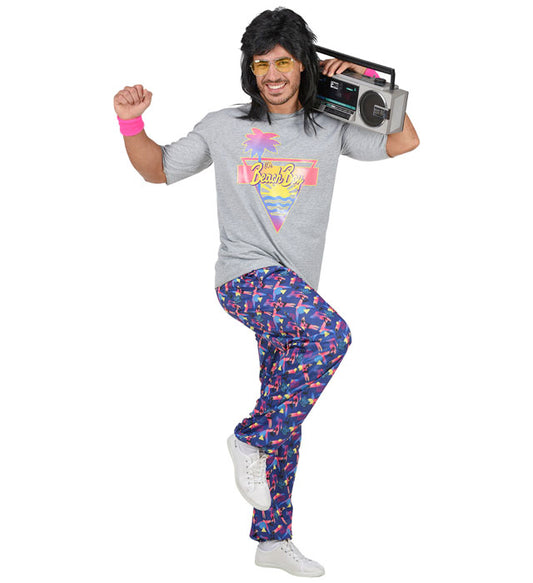 80s Beach Boy Kostüm mit T-Shirt und weiten Hosen im Retro-Stil