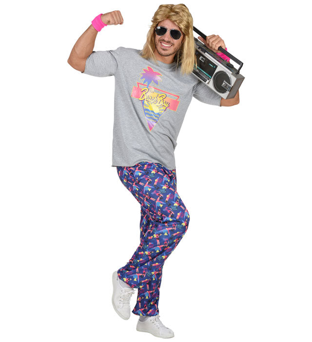 80s Beach Boy Kostüm mit T-Shirt und weiten Hosen im Retro-Stil