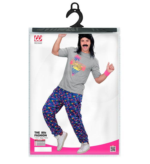 80s Beach Boy Kostüm mit T-Shirt und weiten Hosen im Retro-Stil