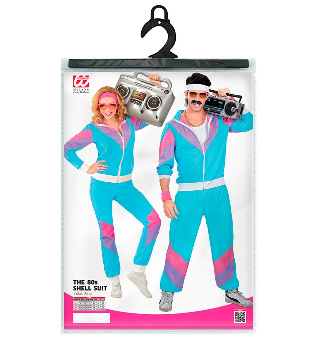 80er Jahre Trainingsanzug Retro-Set mit Oberteil und Hose in bunten Farben