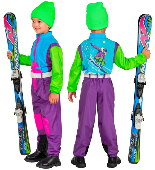 Neon Snowboarder Unisex Jumpsuit Skianzug für Kinder