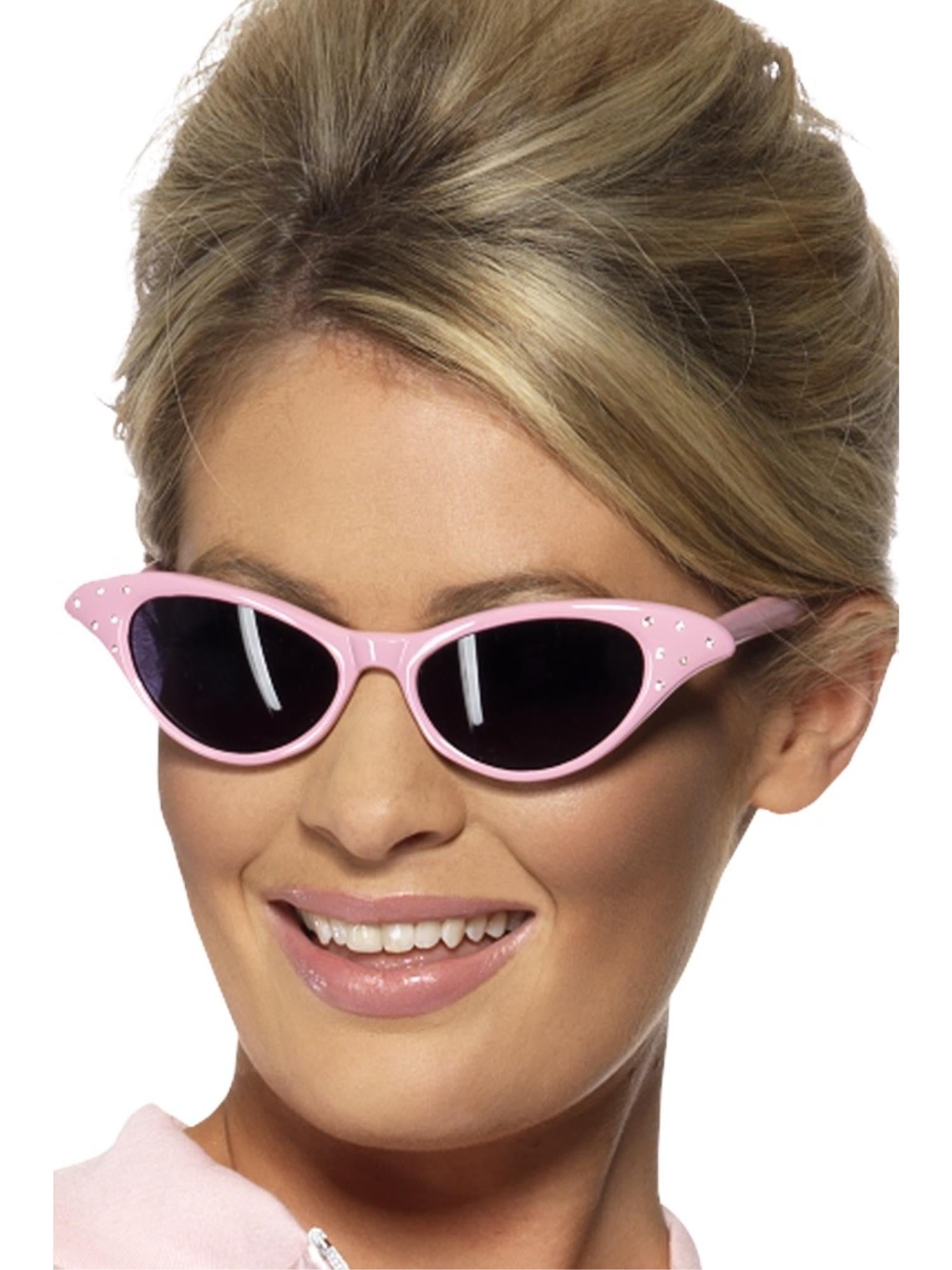 Smiffys Flyaway Style Rock & Roll Sonnenbrille Pink für Herren mit Diamant-Details