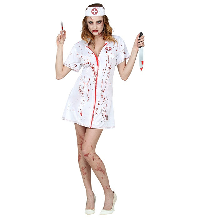 Zombie Krankenschwester Kostüm mit Kleid und Haube für Fasnacht