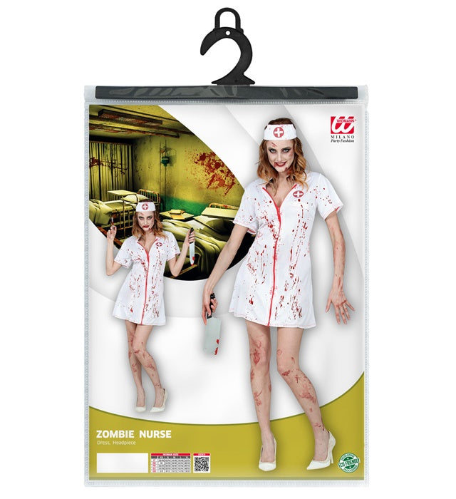 Zombie Krankenschwester Kostüm mit Kleid und Haube für Fasnacht