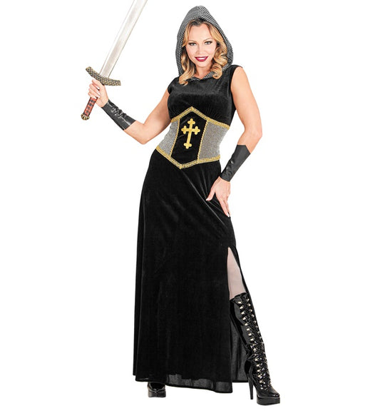 Ritterkostüm Kleid mit Kapuze und Armstulpen für Fasnacht und Mottoparty