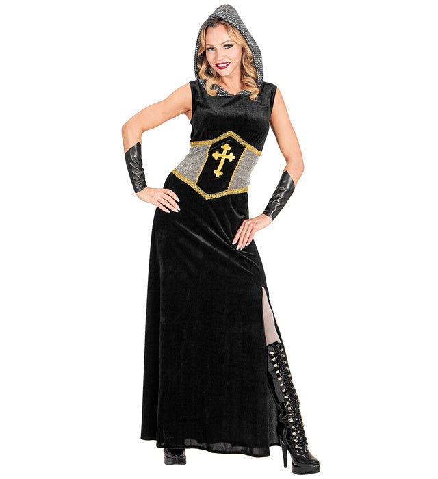 Ritterkostüm Kleid mit Kapuze und Armstulpen für Fasnacht und Mottoparty