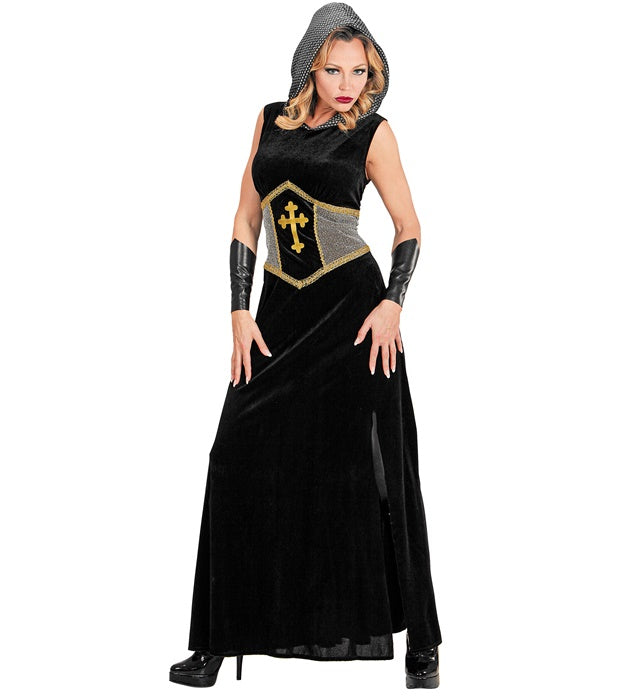 Ritterkostüm Kleid mit Kapuze und Armstulpen für Fasnacht und Mottoparty