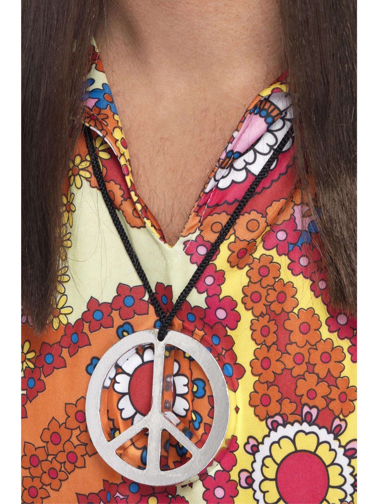 Smiffys Peace-Sign-Medaille silberfarben für Herren