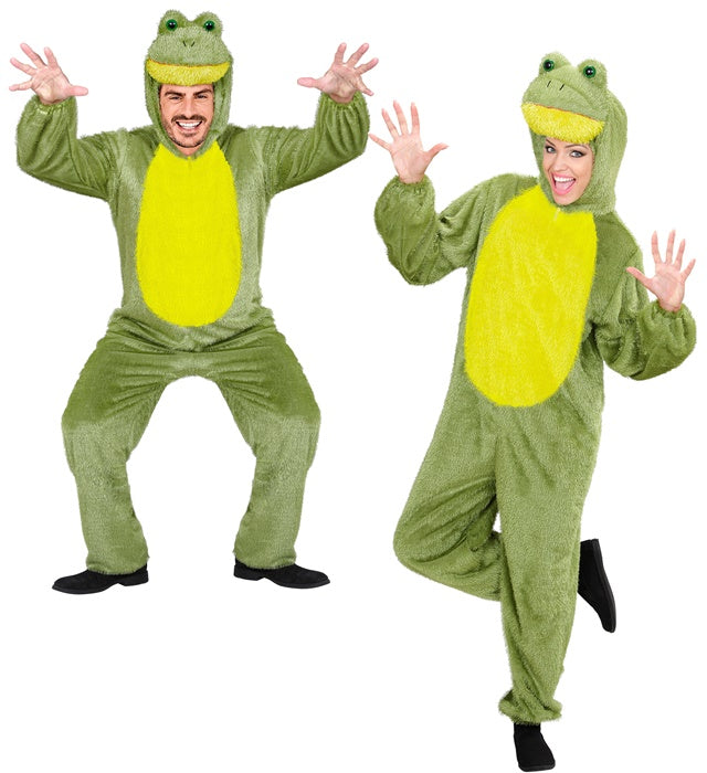 Frosch Funny Overall mit Kapuze – grünes Kostüm für Fasnacht und Karneval