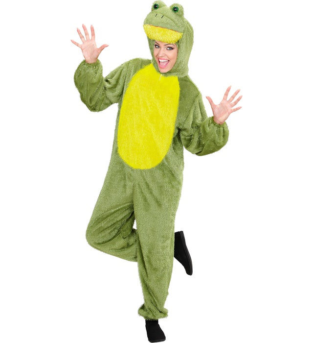 Frosch Funny Overall mit Kapuze – grünes Kostüm für Fasnacht und Karneval