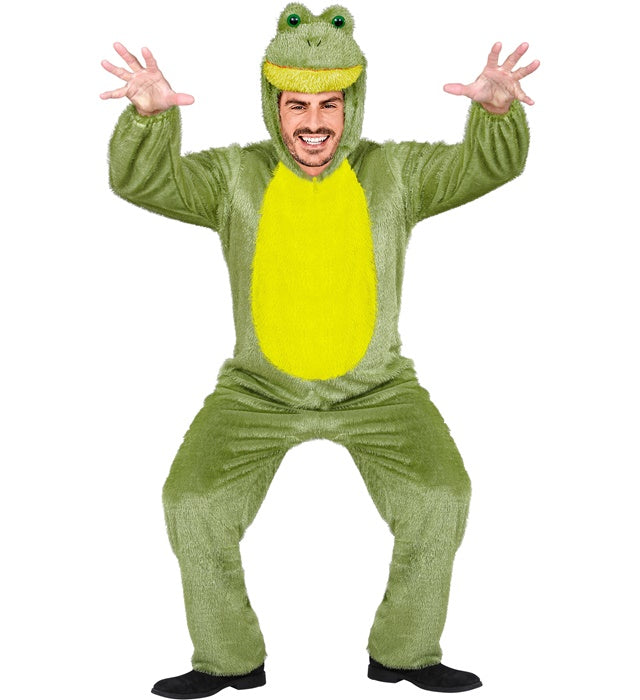 Frosch Funny Overall mit Kapuze – grünes Kostüm für Fasnacht und Karneval