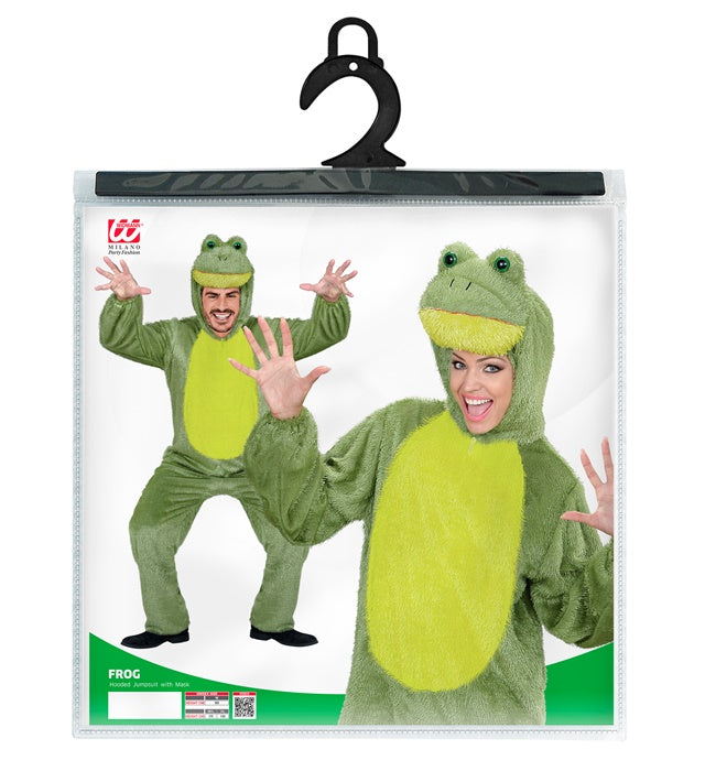 Frosch Funny Overall mit Kapuze – grünes Kostüm für Fasnacht und Karneval