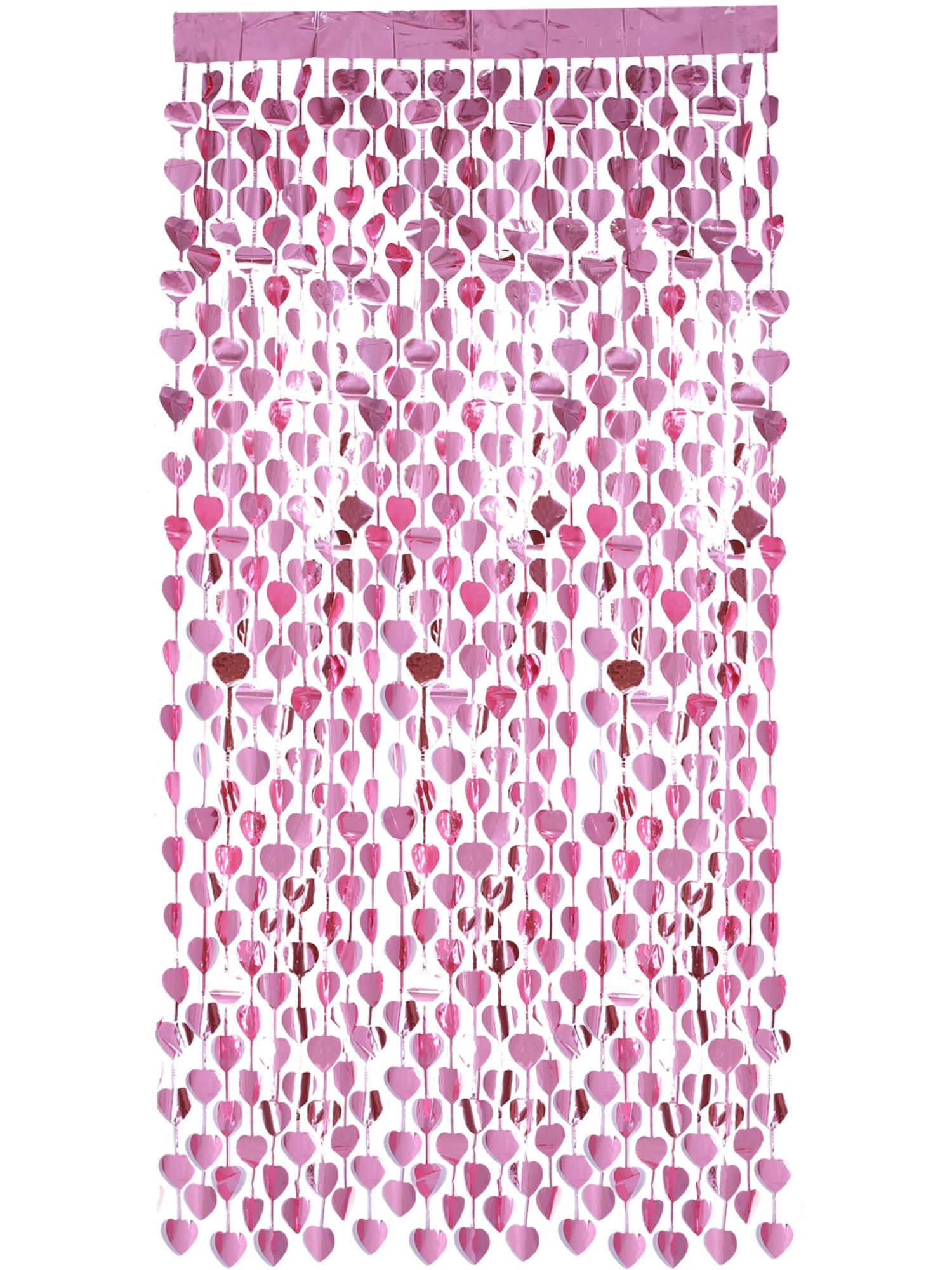 Smiffys Party Herz-Folienvorhang in Pink, 190 x 91 cm
