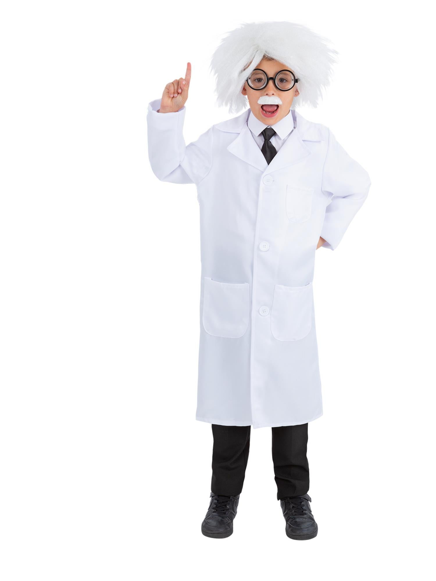 Smiffys Albert Einstein Kostümset für Kinder mit Perücke, Brille, Schnurrbart und Krawatte