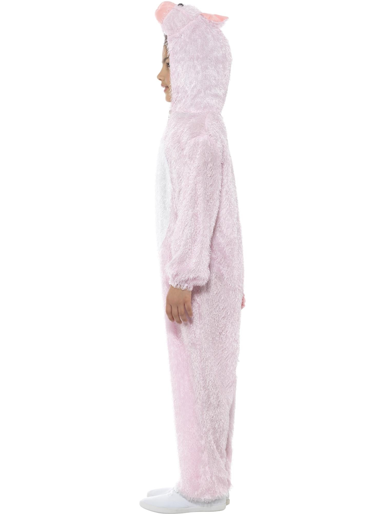 Smiffys Pig Kostüm für Kinder in Pink mit Overall und Kapuze – Seitenansicht