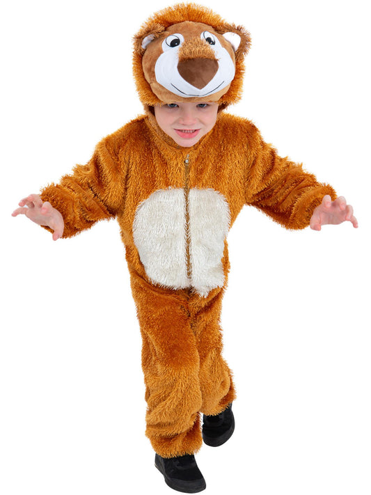 Smiffys Löwenkostüm für Kinder in Braun mit Overall und Kapuze – Produktansicht