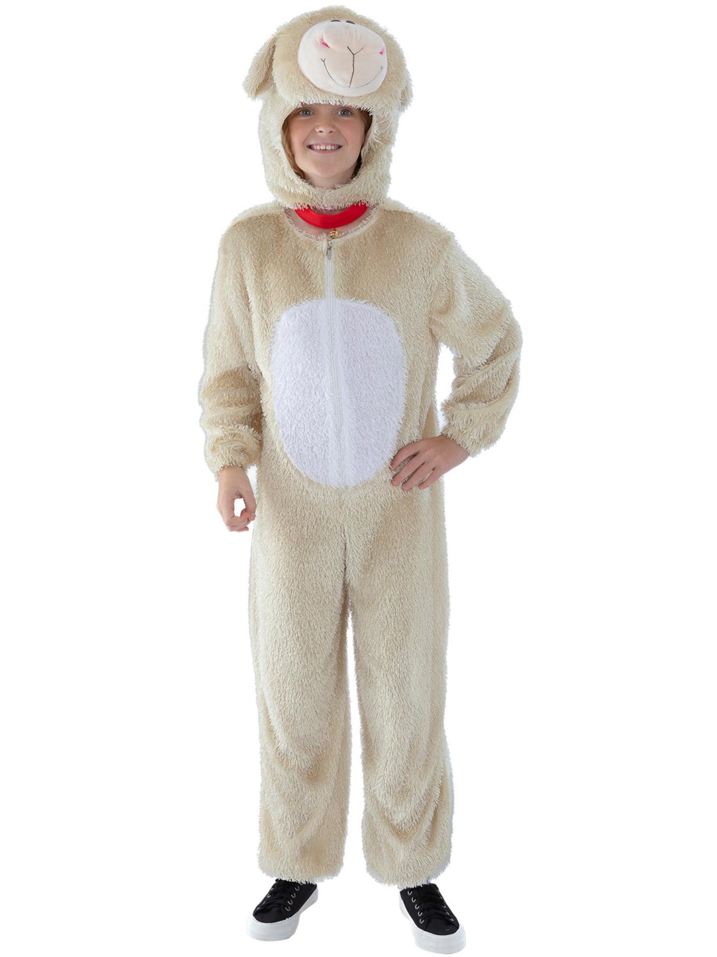 Smiffys Animal-Lammkostüm für Kinder in Creme mit Overall und Kapuze – Produktansicht