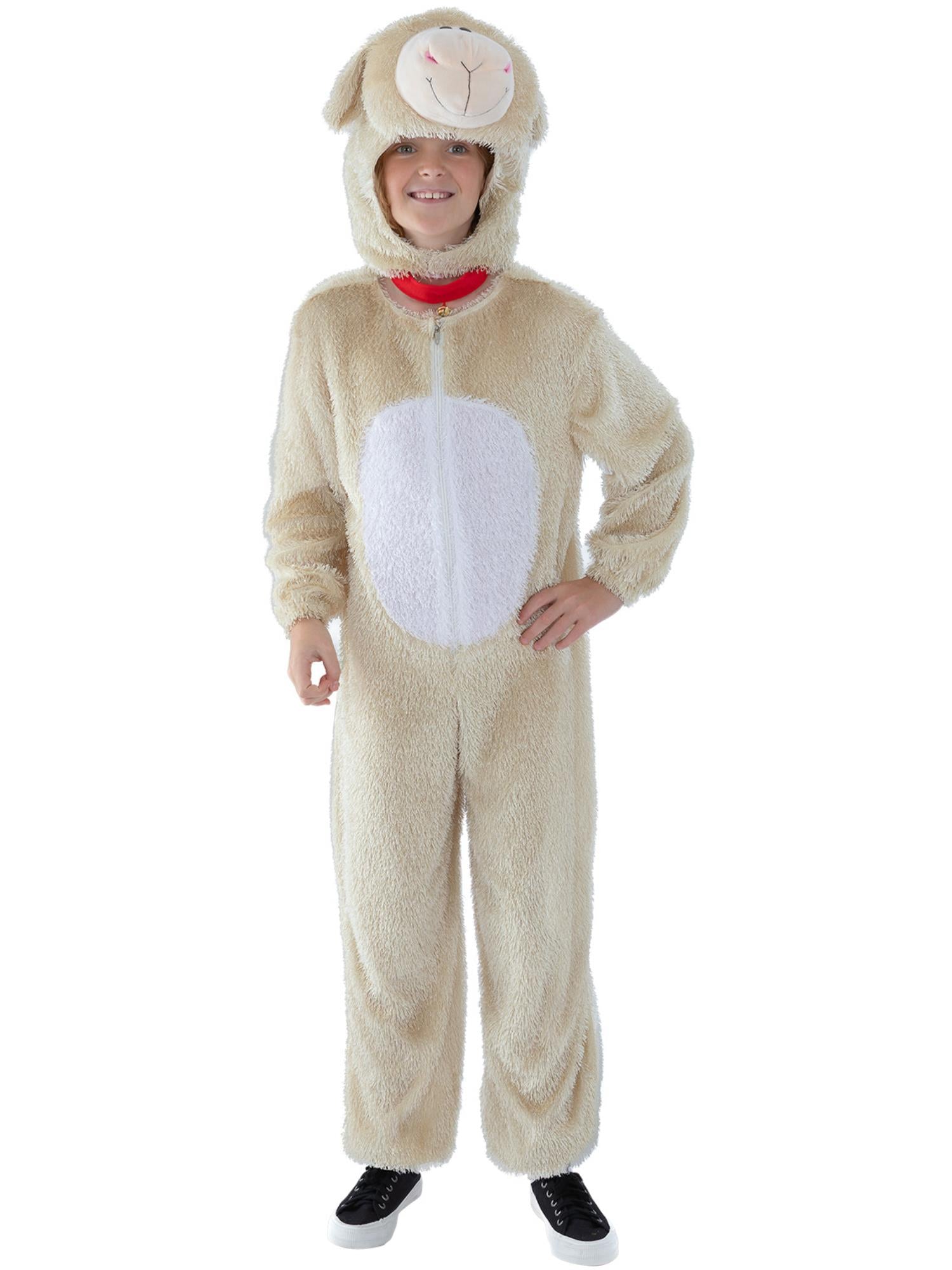 Smiffys Animal-Lammkostüm für Kinder in Creme mit Overall und Kapuze – Produktansicht
