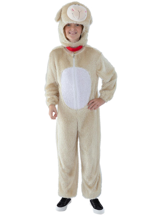 Smiffys Animal-Lammkostüm für Kinder in Creme mit Overall und Kapuze – Produktansicht