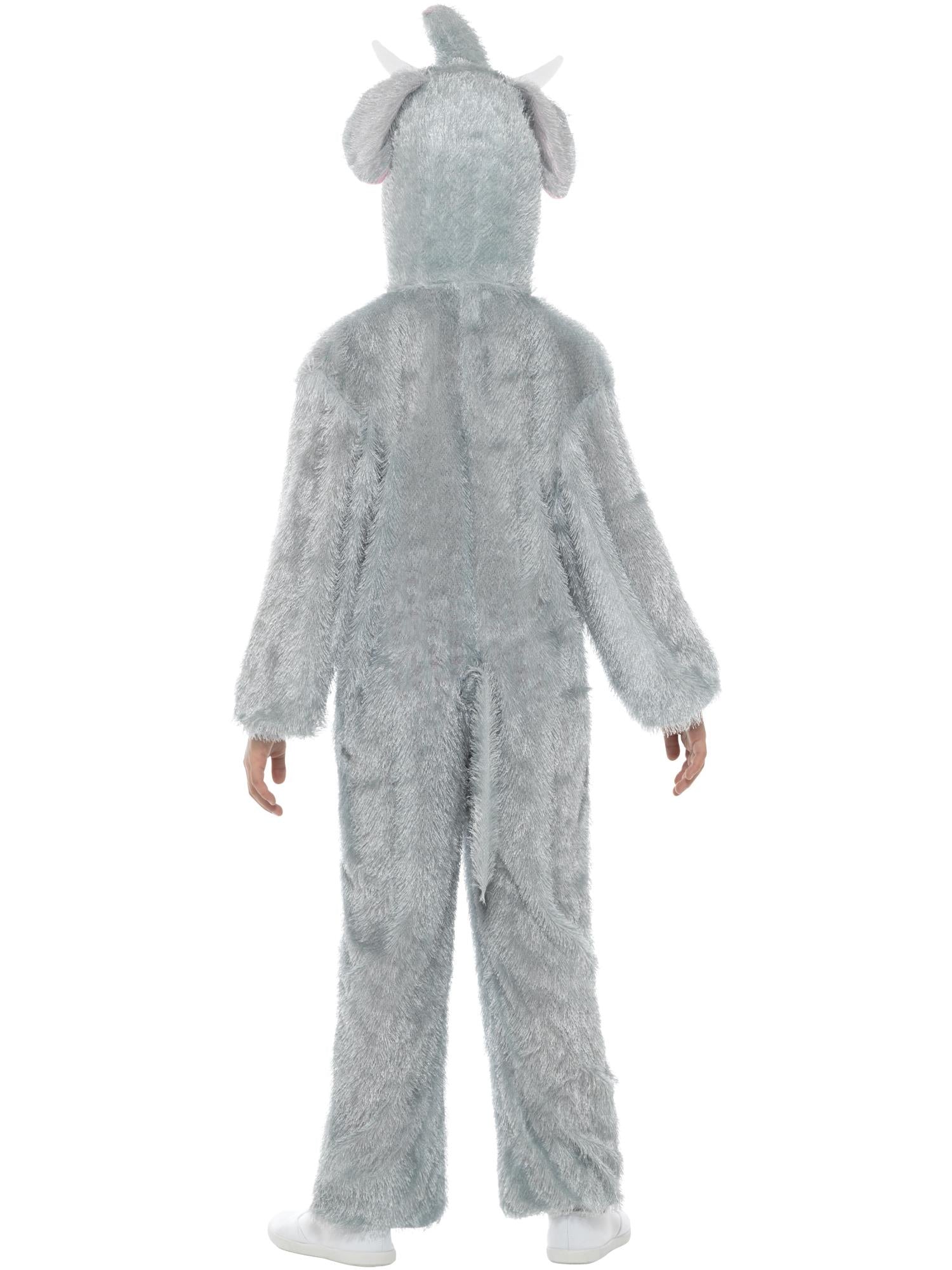 Smiffys Elephant Kostüm für Kinder in Grau mit Overall und Kapuze – Detailansicht