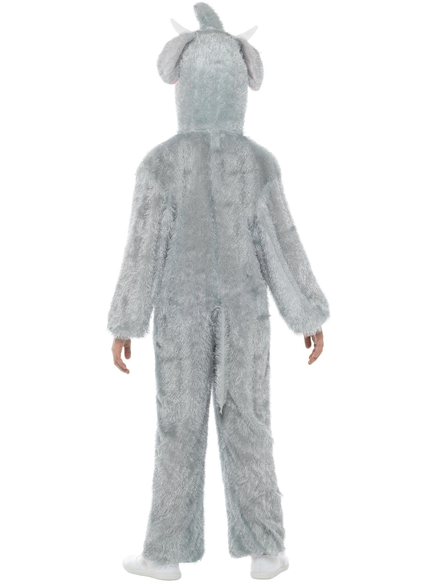 Smiffys Elephant Kostüm für Kinder in Grau mit Overall und Kapuze – Detailansicht