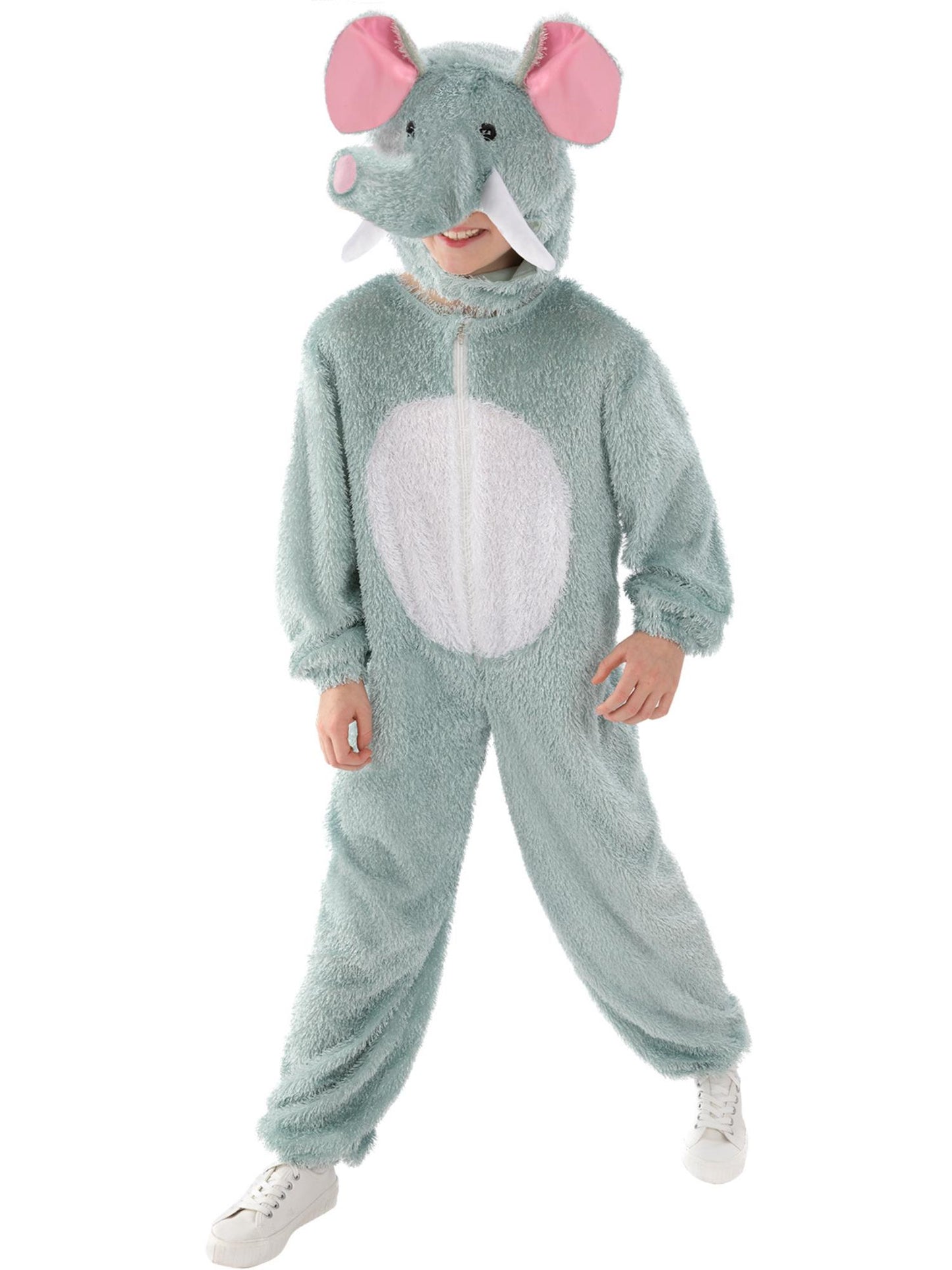 Smiffys Elephant Kostüm für Kinder in Grau mit Overall und Kapuze – Produktansicht