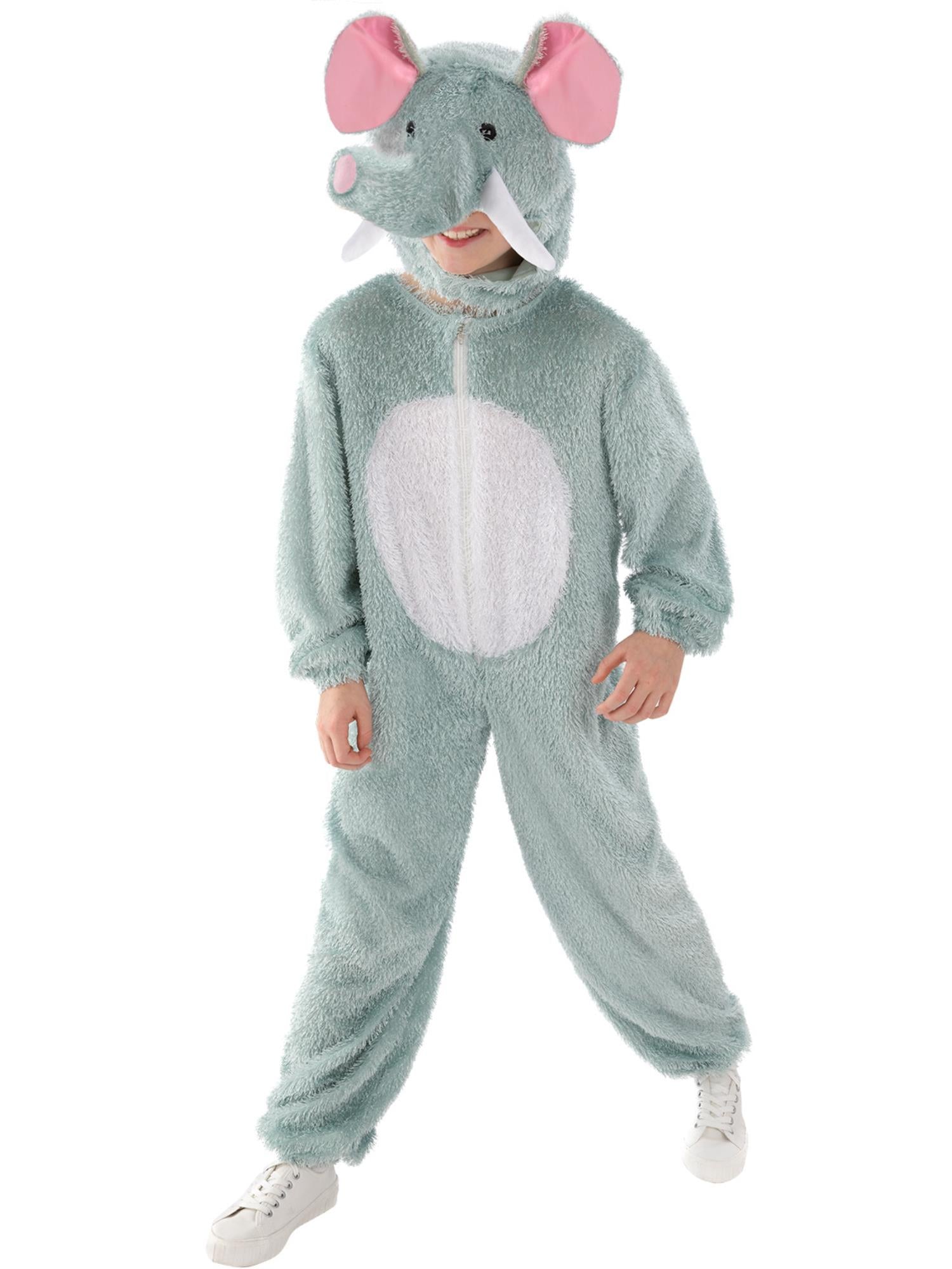 Smiffys Elephant Kostüm für Kinder in Grau mit Overall und Kapuze – Produktansicht