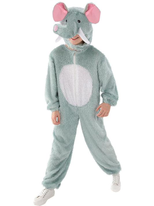 Smiffys Elephant Kostüm für Kinder in Grau mit Overall und Kapuze – Produktansicht