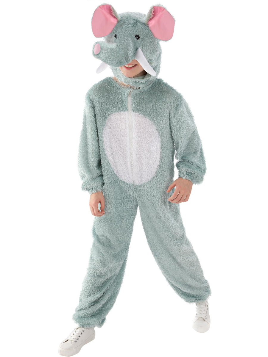Smiffys Elephant Kostüm für Kinder in Grau mit Overall und Kapuze – Produktansicht
