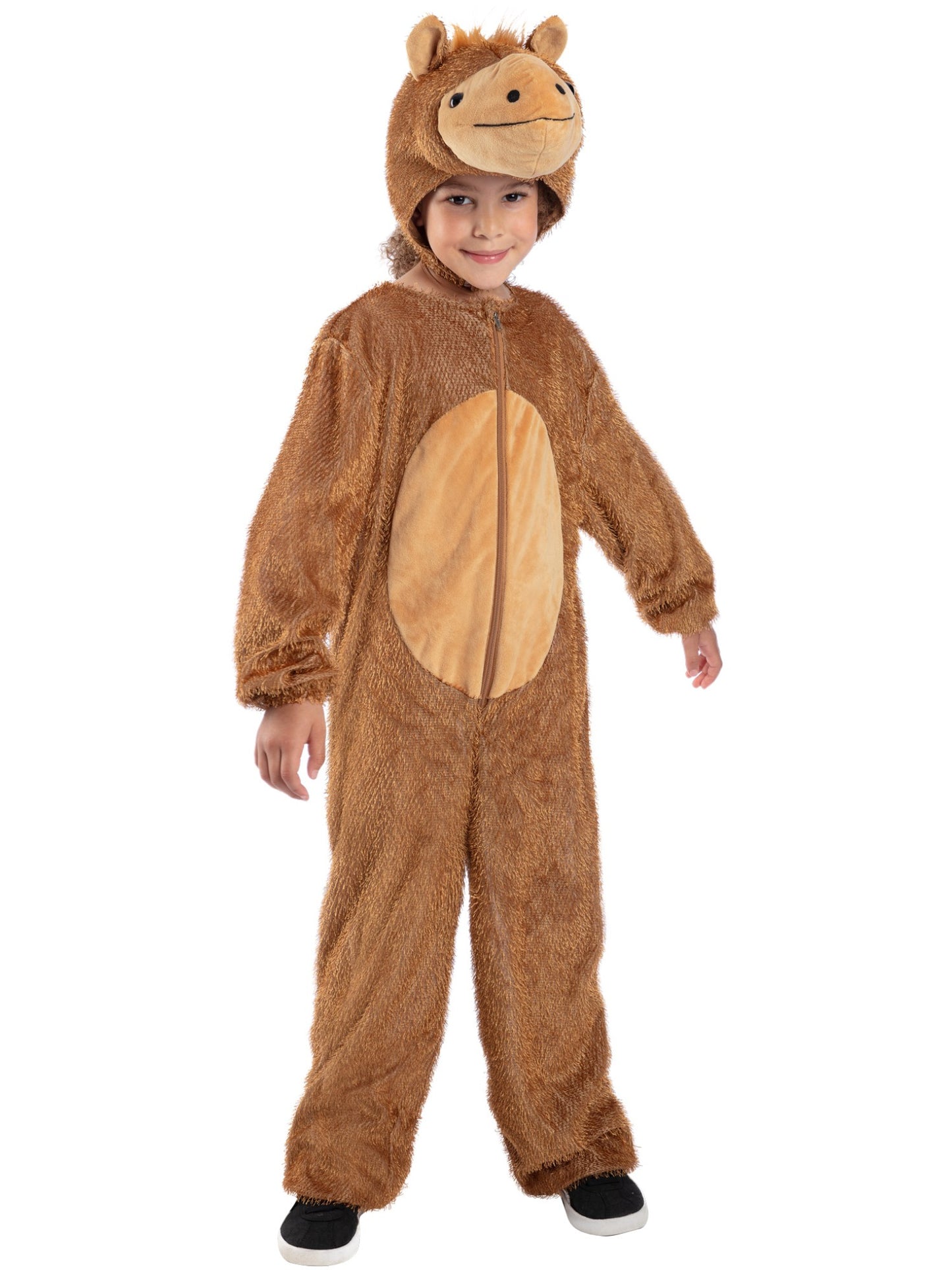 Smiffys Camel-Kostüm für Kinder in Braun mit Overall und Kapuze – Produktansicht
