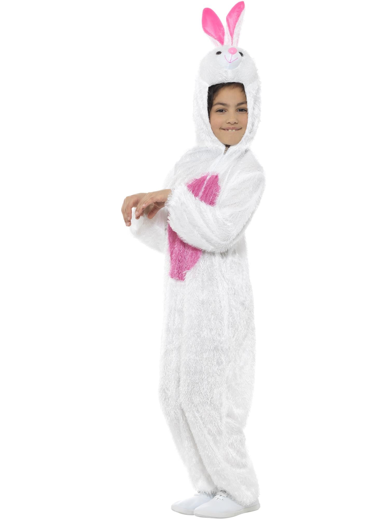Smiffys Animal Bunny Kostüm für Kinder in Weiss mit Overall und Kapuze – Seitenansicht